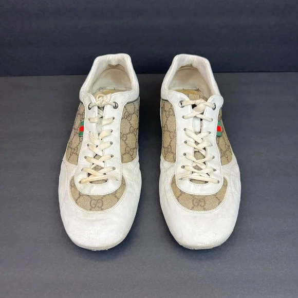 Gucci sneakers signature logo design Beige and cream Size 10.5-  11 - Picture 9 of 10